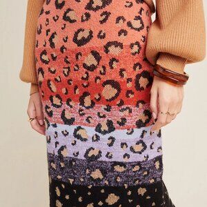 Anthropologie Maeve Leopard Sweater-Knit Pencil Skirt NWT
